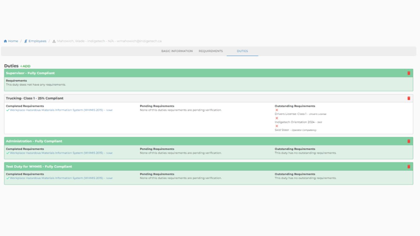 Duty & Requirement Assignment